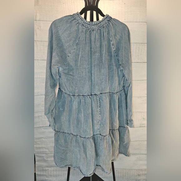 Easel Blue Denim Ruffle Midi Dress - Picture 2 of 5